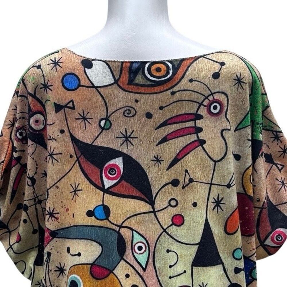 Vtg Sirelys Couture Top Womens 2XL Multicolor With Spanish Surreal Artwork Print - Picture 10 of 16